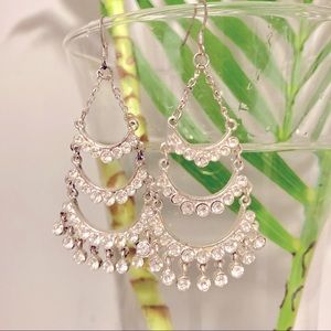 Crystal Small Chandelier Earrings in Silver